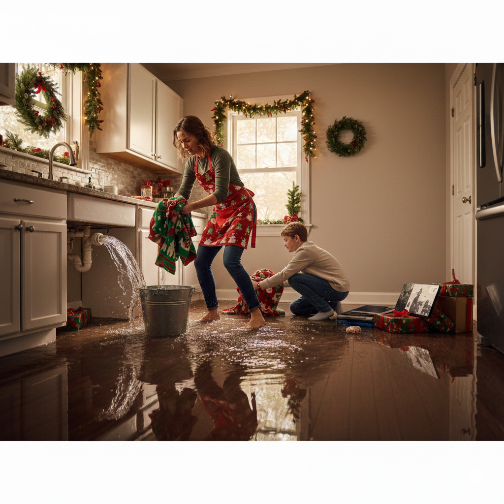 Plumber fixing a faucet